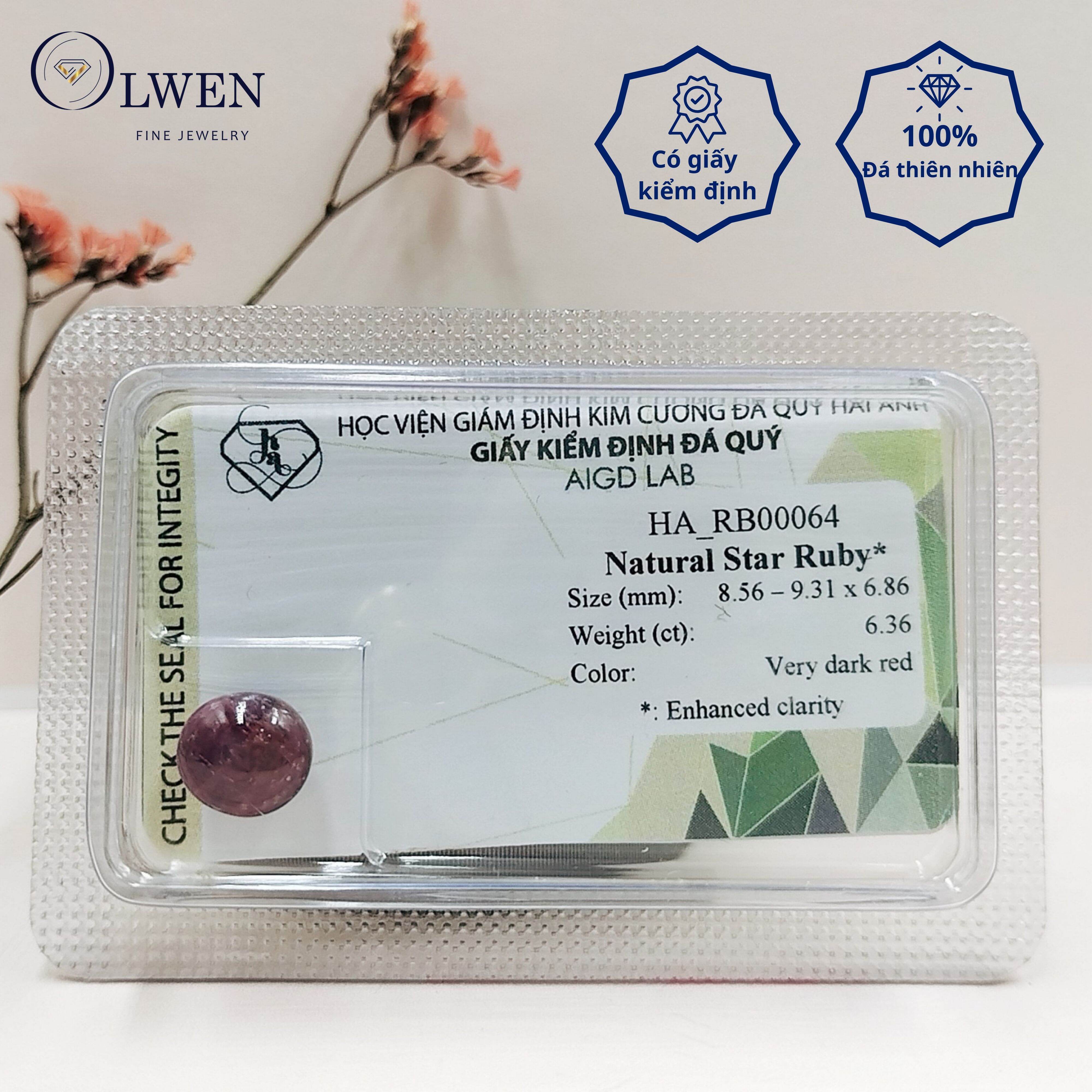 Đá Ruby Tự Nhiên Kiểm định HA-RB00064
