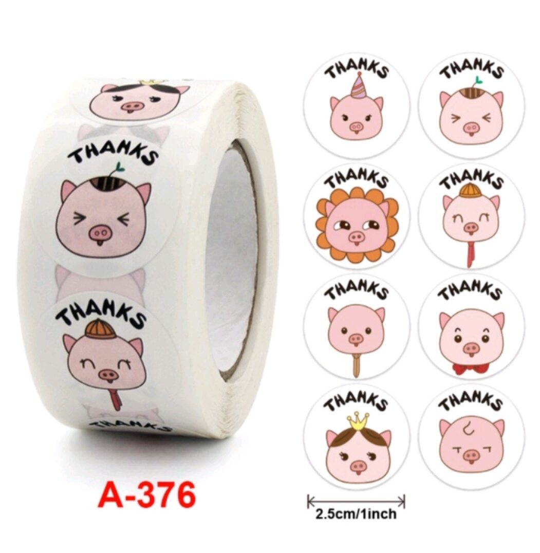 (Nhiều mẫu) Cuộn 500 tem / nhãn dán/ sticker cảm ơn dễ thương, xinh xắn