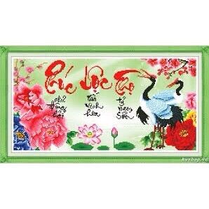 Tranh thêu chữ thập PHÚC LỘC THỌ 222928/ 57x33cm / Chưa thêu
