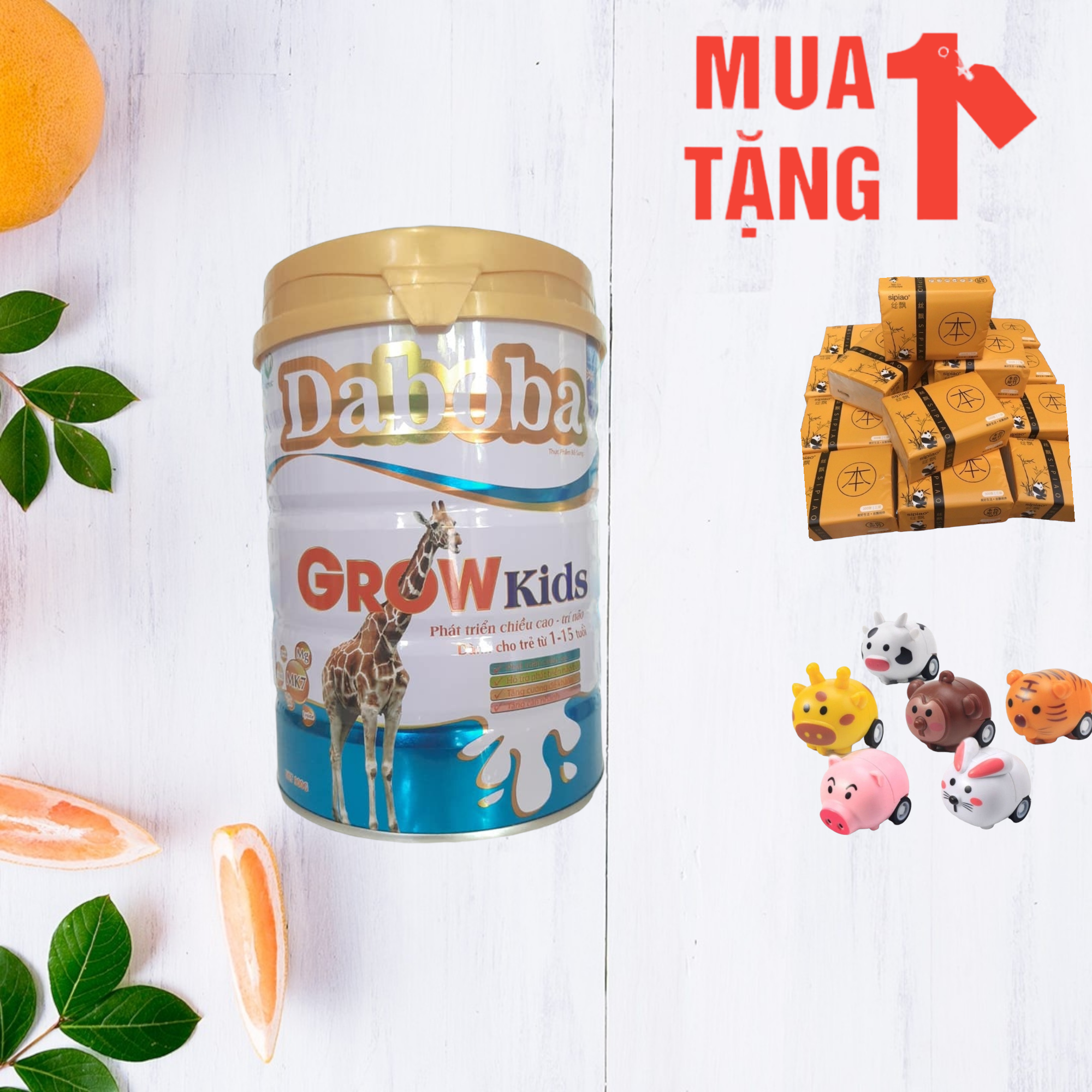 Sữa tăng chiều cao GrowKids Daboba 900g dinh dưỡng tăng chiều cao, trí não