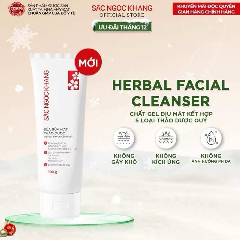 Sữa Rửa Mặt Sắc Ngọc Khang chiết xuất 5 loại thảo dược thiên nhiên giúp làm sạch dịu nhẹ, dưỡng da sáng mịn đều màu