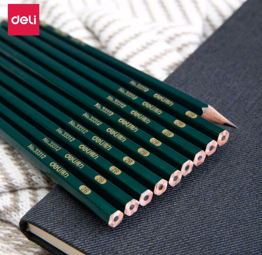 Set 10 bút chì Deli 2B/HB. Bút chì gỗ ngòi chì than viết vẽ siêu đẹp