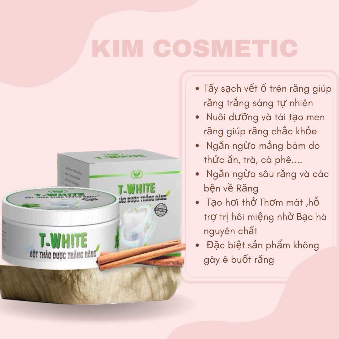 Bột trắng răng t white trắng sáng răng đánh bay ố vàng hết hôi miệng chắc khoẻ răng