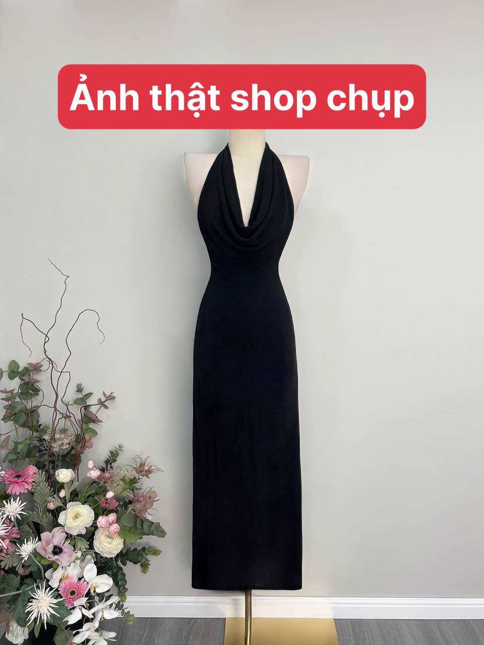 Đầm maxi yếm cổ đỗ (kèm ảnh thật ở cuối)