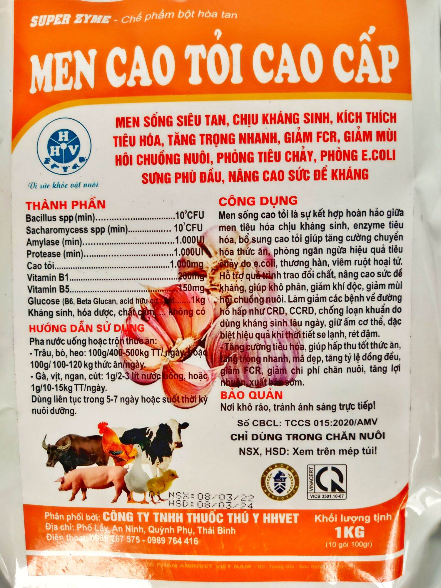 Men cao tỏi cao cấp gói 100g cho gà