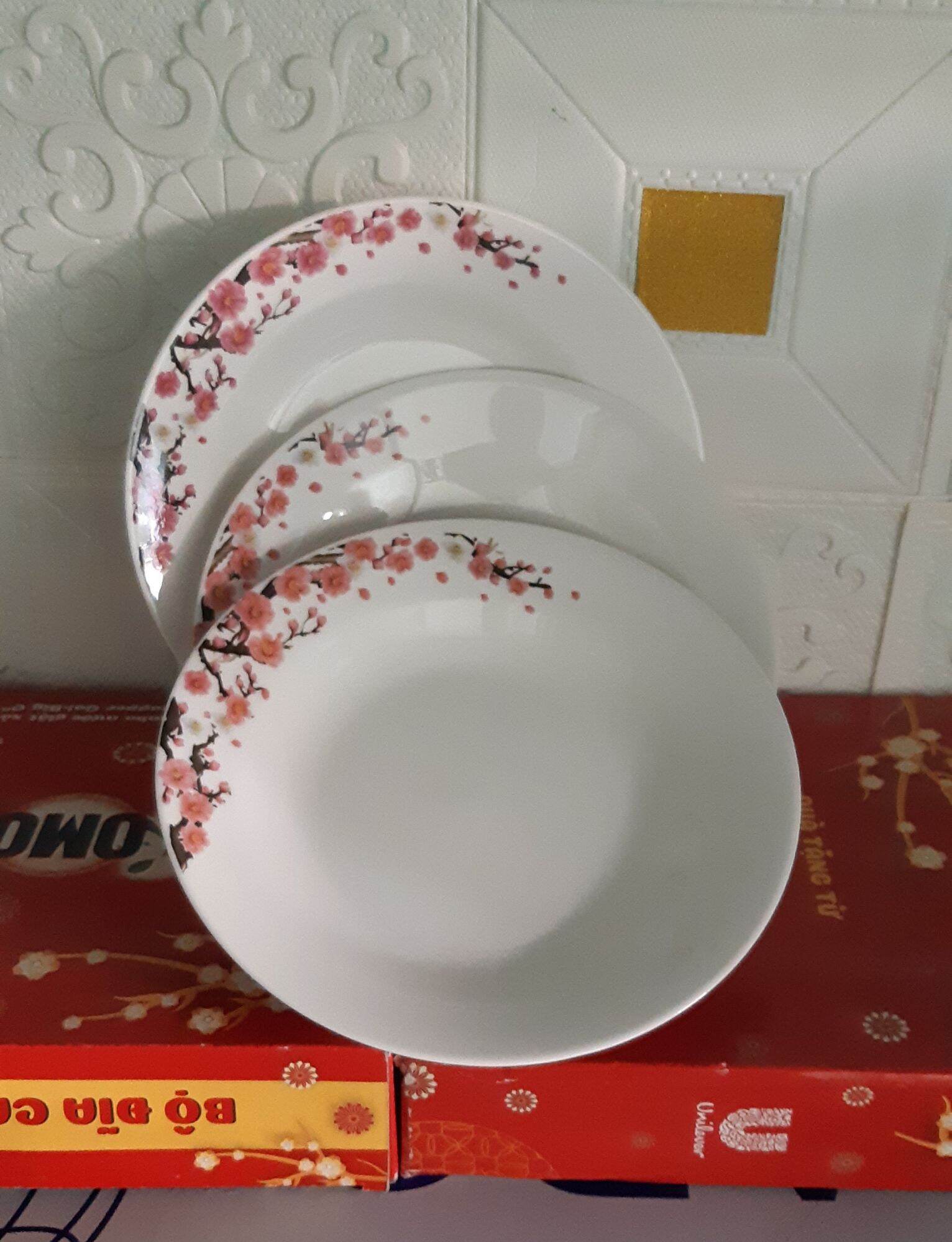 Bộ 3 Đĩa Gốm Tráng Men.