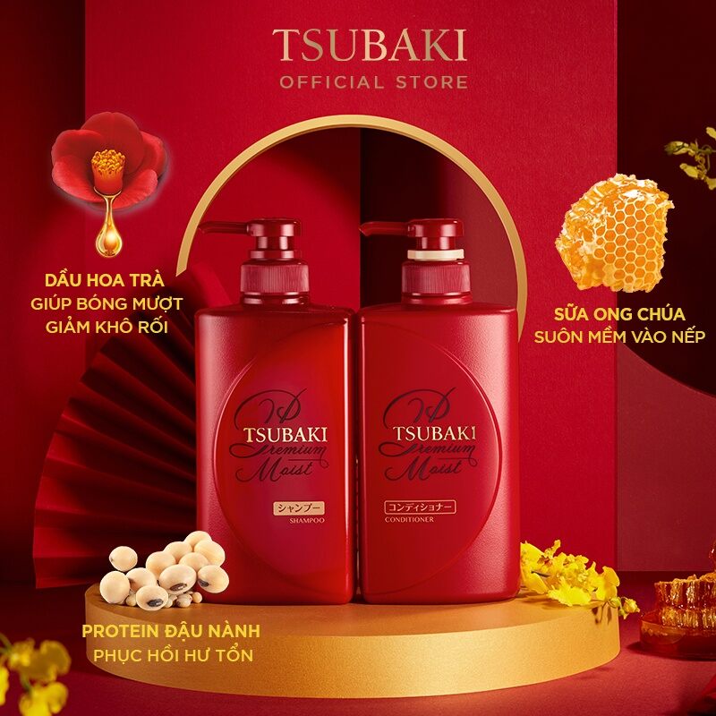 Bộ gội xả TSUBAKI 490ml/chai