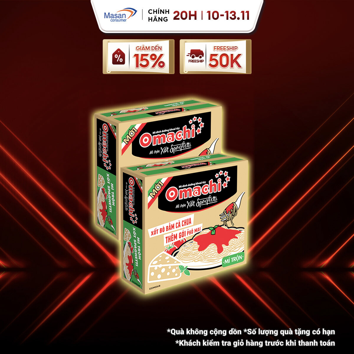 Combo 2 thùng Mì Omachi Mì Trộn Xốt Spaghetti Gói 90g - Thùng 30 Gói x 90g