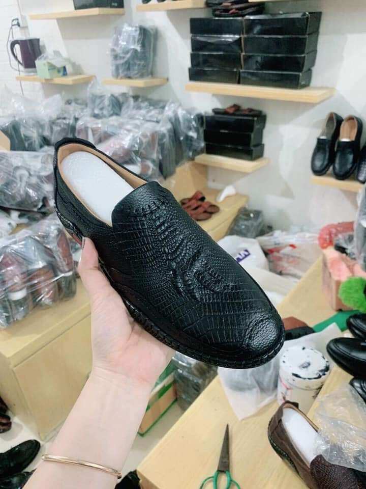 Giá sỉ ảnh thật giầy mọi nam da bò khâu tay thủ công