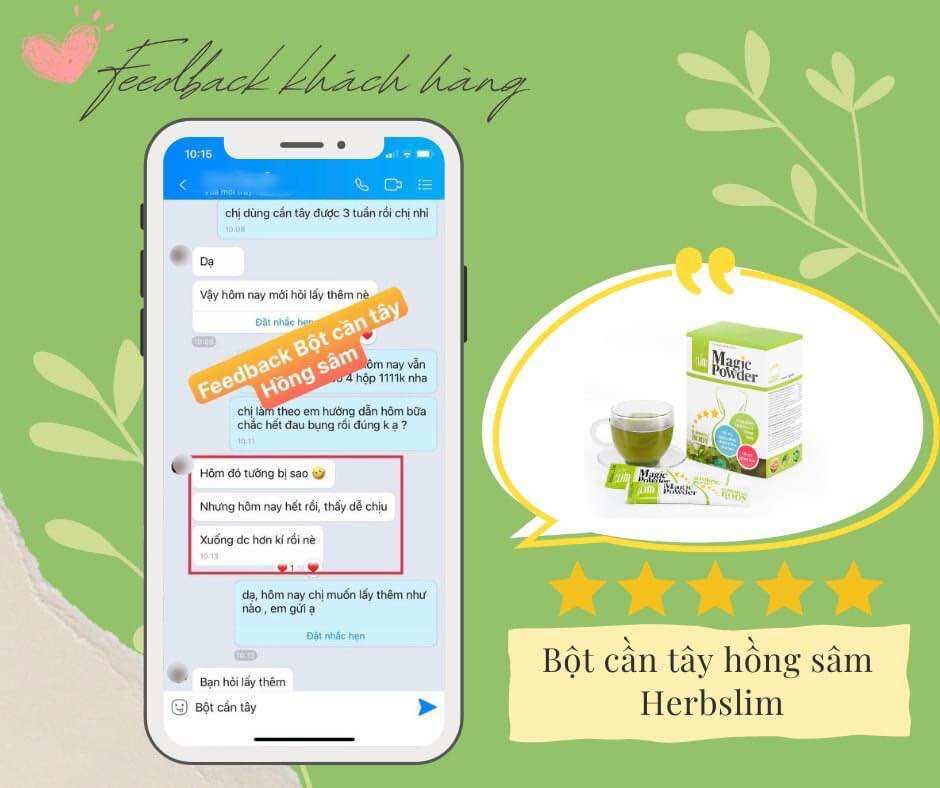 Bột cần Tây Hồng sâm Herbslim magic powder