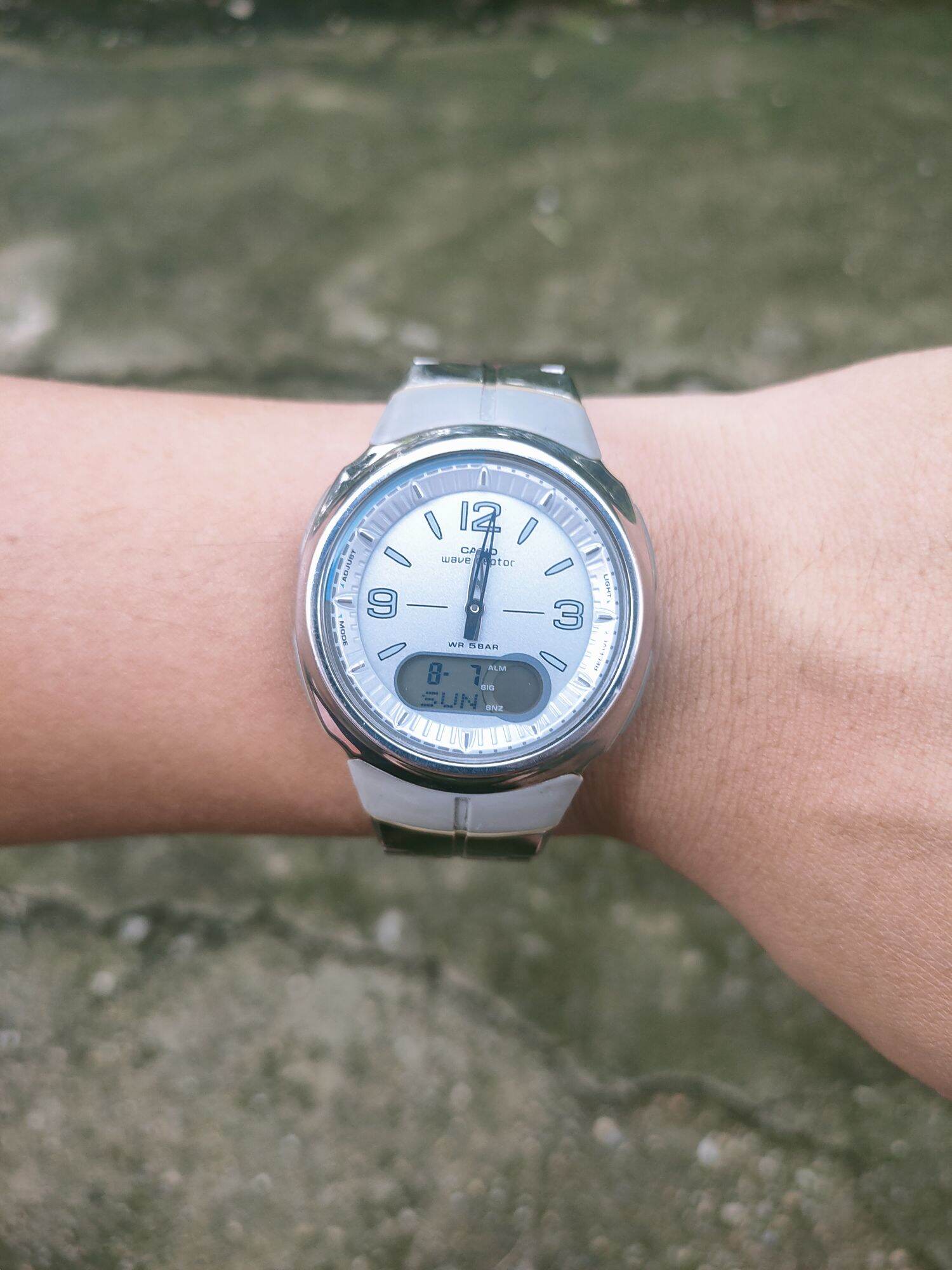 Đồng hồ nam casio wave capter WVA-106, size 44mm, 2 máy hoạt động tốt