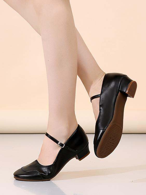 Giày Khiêu Vũ Nữ Đế Mềm Mùa Hè Thường Ngày Thể Thao Giày Khiêu Vũ Vuông Da Bò Đế Cao Su Thấp