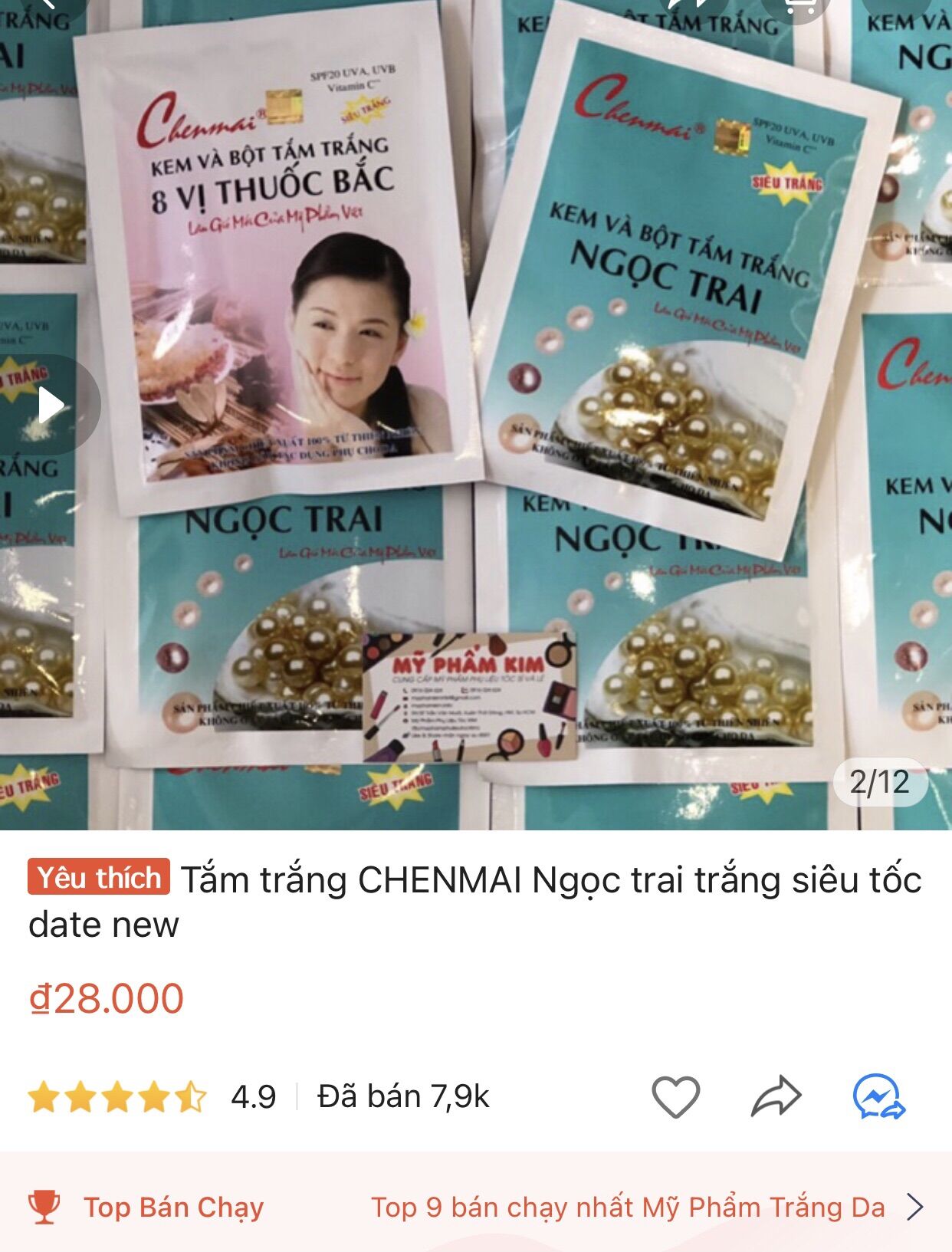 Tắm Trắng Chenmai Ngọc Trai Siêu Trắng 150g