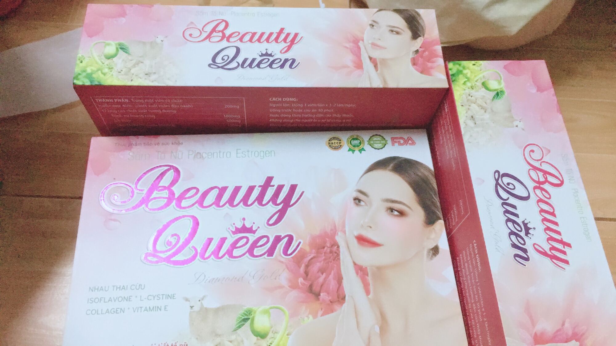 VIÊN UỐNG TRẮNG DA, TĂNG NỘI TIẾT TỐ BEAUTY QUEEN ( HỘP 2 LỌ - 60 VIÊN )