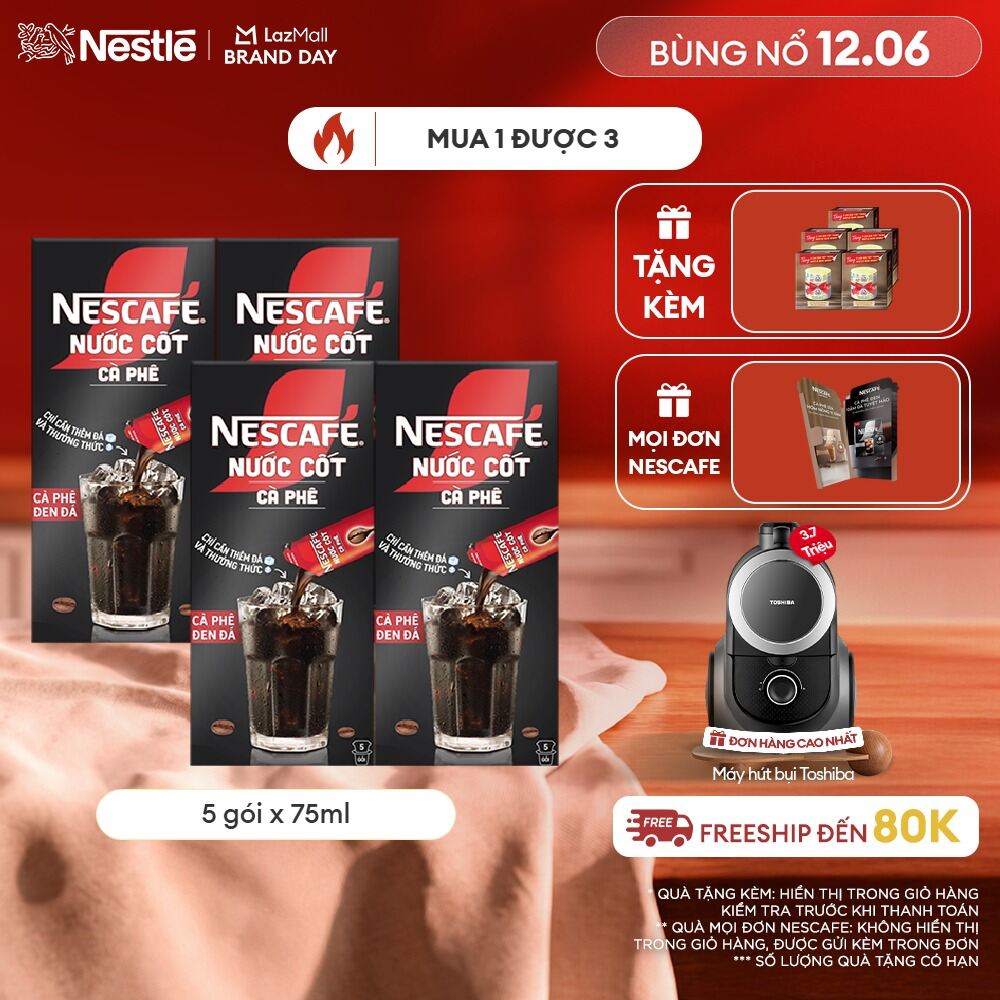 [ƯU ĐÃI THÁNG 6] Combo 4 hộp Nước Cốt Cà Phê NESCAFÉ Cà phê Đen Đá