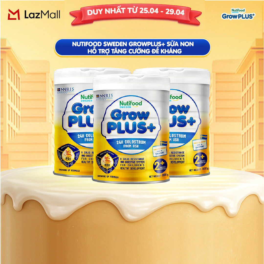 Combo 3 Sữa non GrowPLUS+ (vàng) - Hỗ trợ tăng cường đề kháng trên 2 tuổi Singapore tăng cường hệ miễn dịch và hấp thu chất dinh dưỡng (3lon x Lon 800g) - Grow Plus+