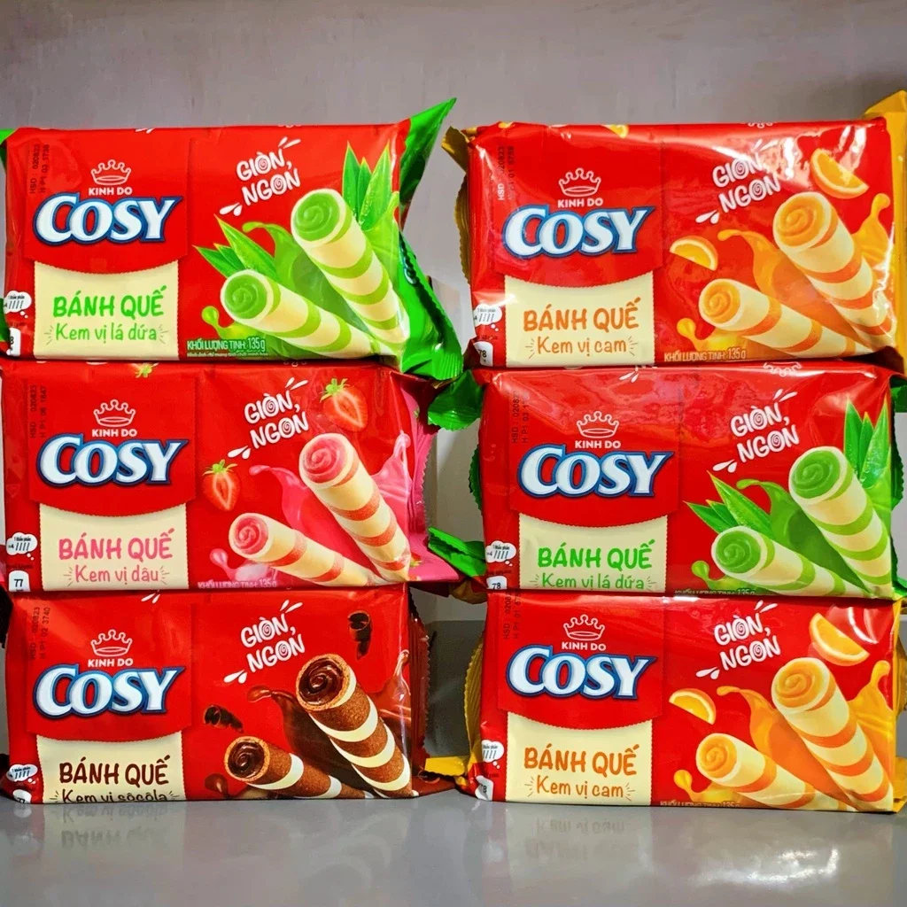 Bánh quế Cosy đủ vị cam, lá dứa, socola, dâu
