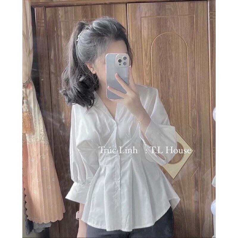 ÁO SƠ MI NHÚN SAU EO XINH ĐẸP SMCL33