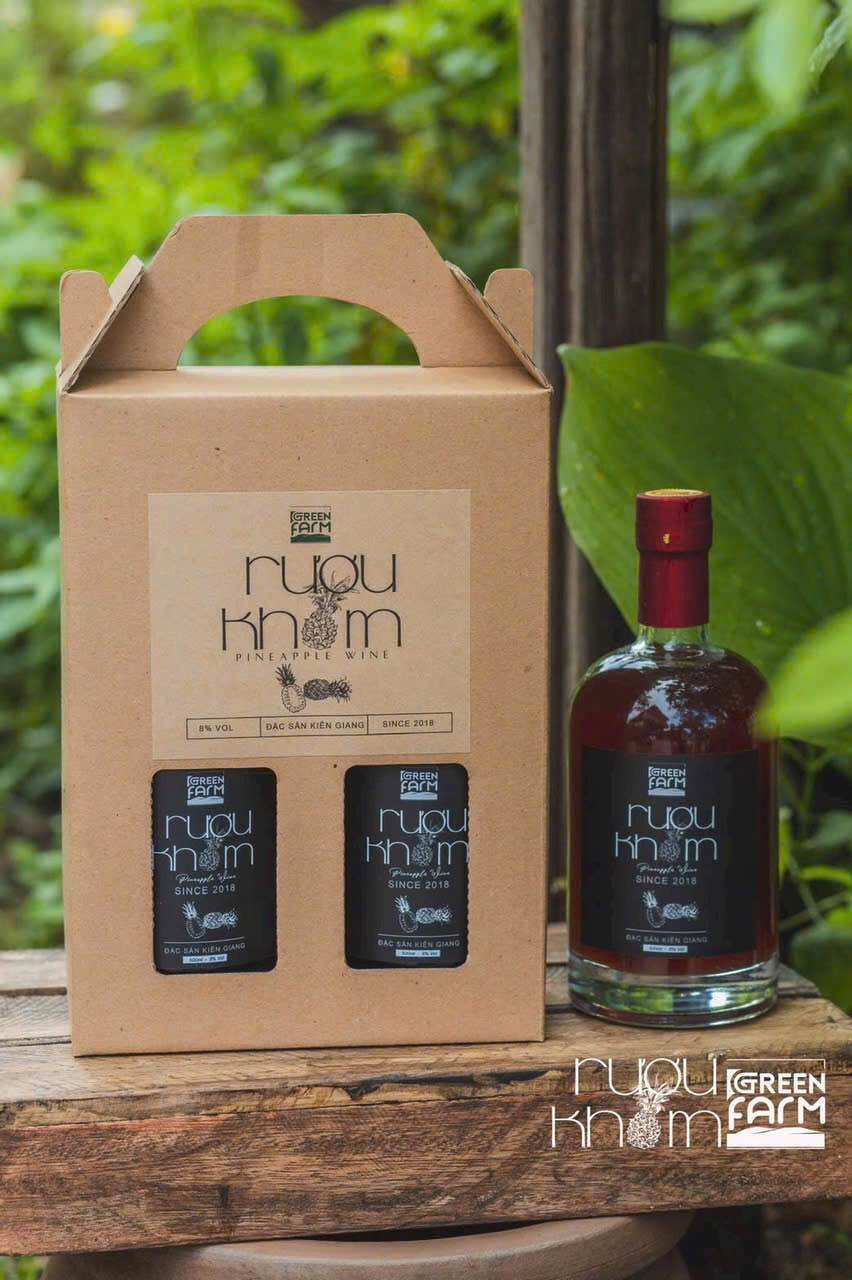 Rượu Khóm GREENFARM Hộp 2 Chai 500ml Loại Nước Khóm Lên Men Tự Nhiên Có Vị Ngọt Nồng Độ Rượu Nhẹ, Quà Tặng Ý Nghĩa, Sang Trọng