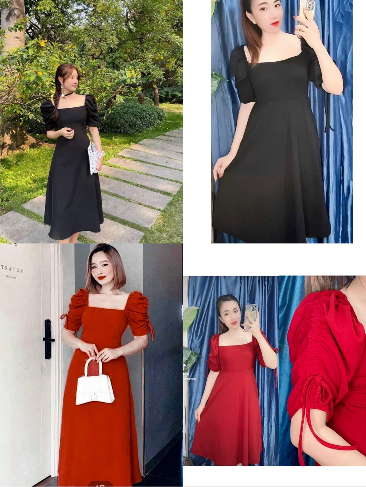 Đầm cổ vuông maxi tay rút Bigsize dành cho khách ngoại cỡ từ 60-90 ký