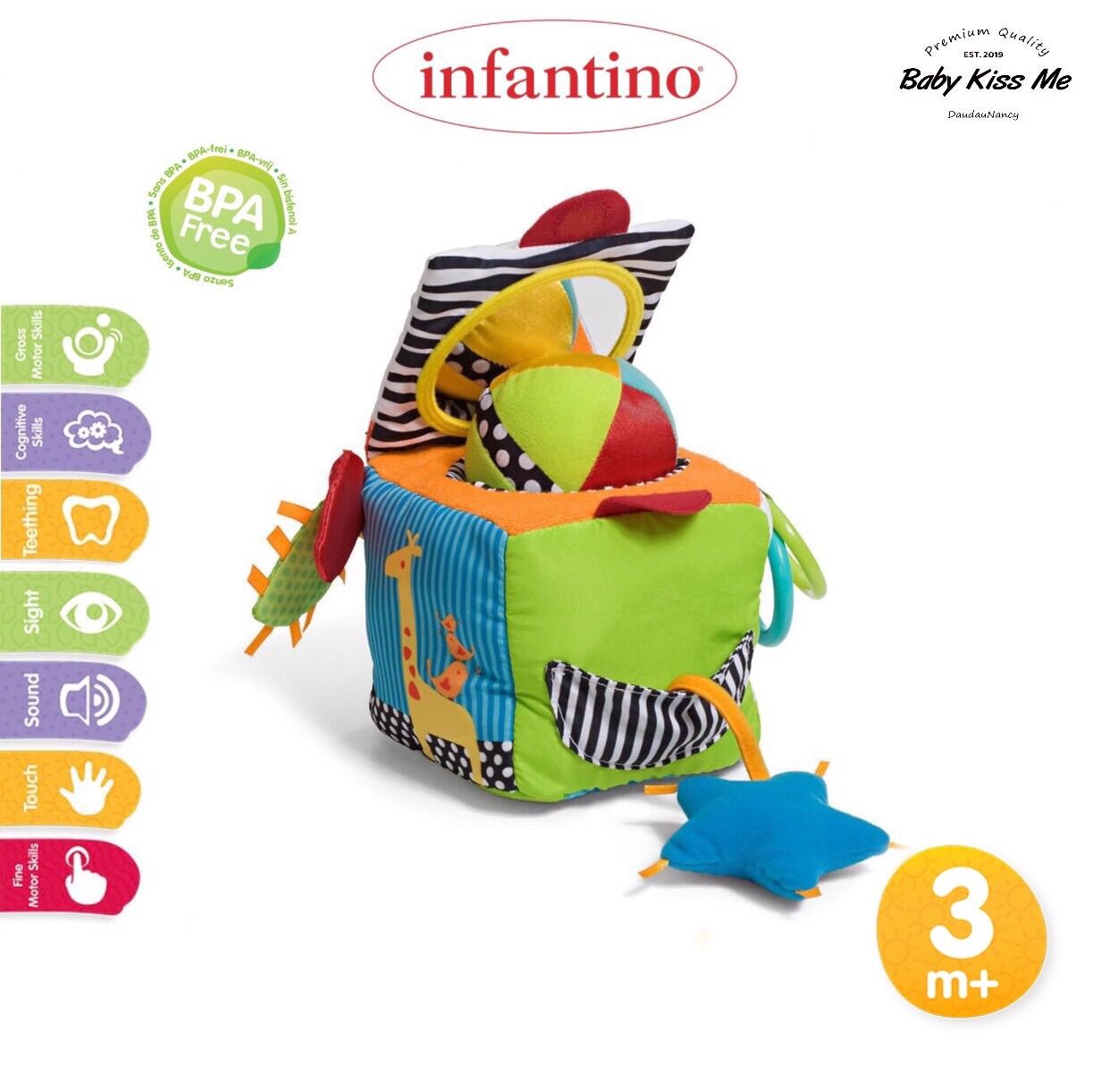 Khối Đồ Chơi Khám Phá Kích Thích Phát Triển Cho Bé Infantino- Big Top Discovery Cube Developmental Toy