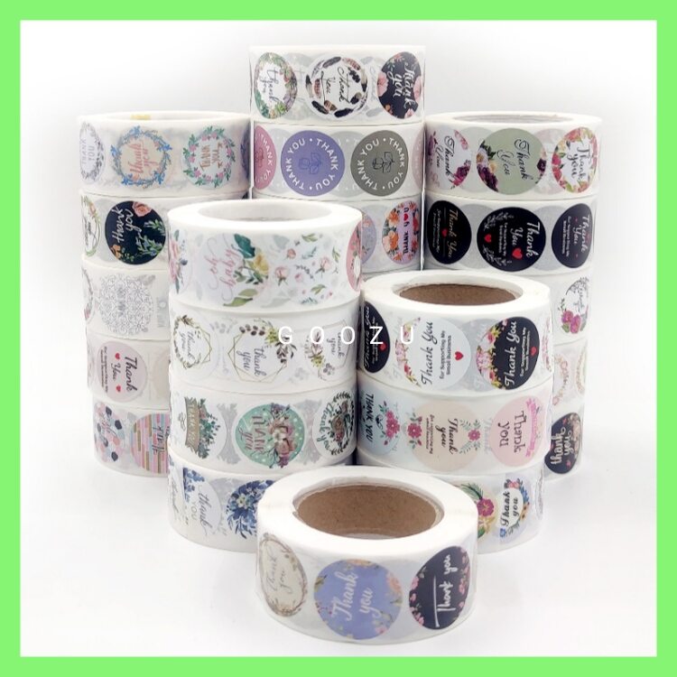 Cuộn 500 tem hình dán sticker thank you 2.5cm