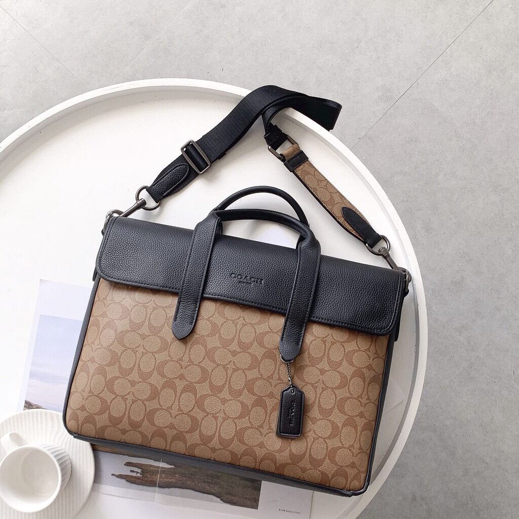 túi COACH công sở nam Chất da thật phối canvas siêu bền,
