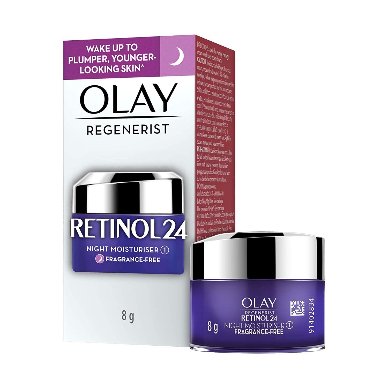 Hàng Mỹ/Trial Size] Kem Dưỡng Tái Tạo Da Ban Đêm Olay Regenerist Retinol 24 Night Moisturizer Fragrance - Free (8G)