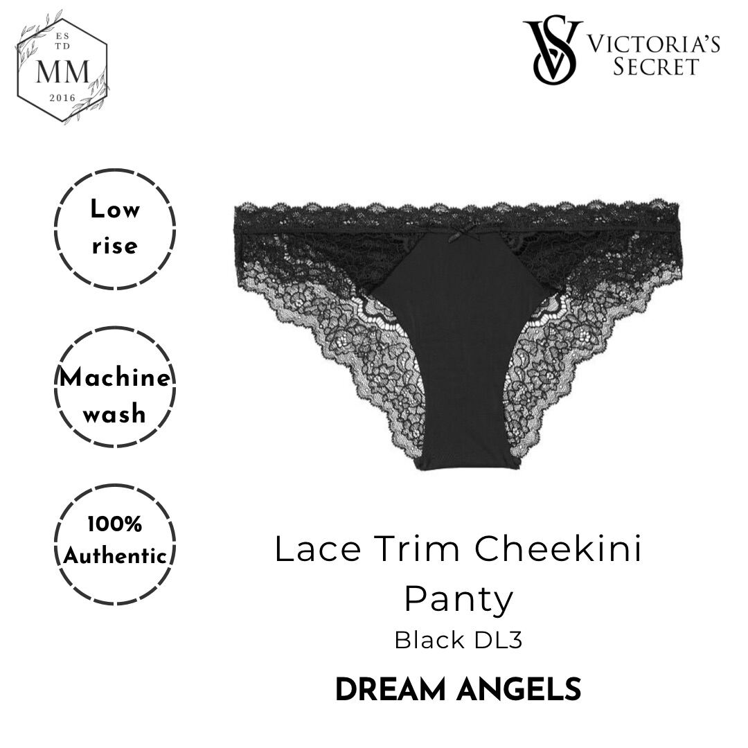 [Moomoocos] Quần lót Victoria’s Secret dòng Dream Angels Lace Trin Cheekini Panty màu Nude size M đen size XS S