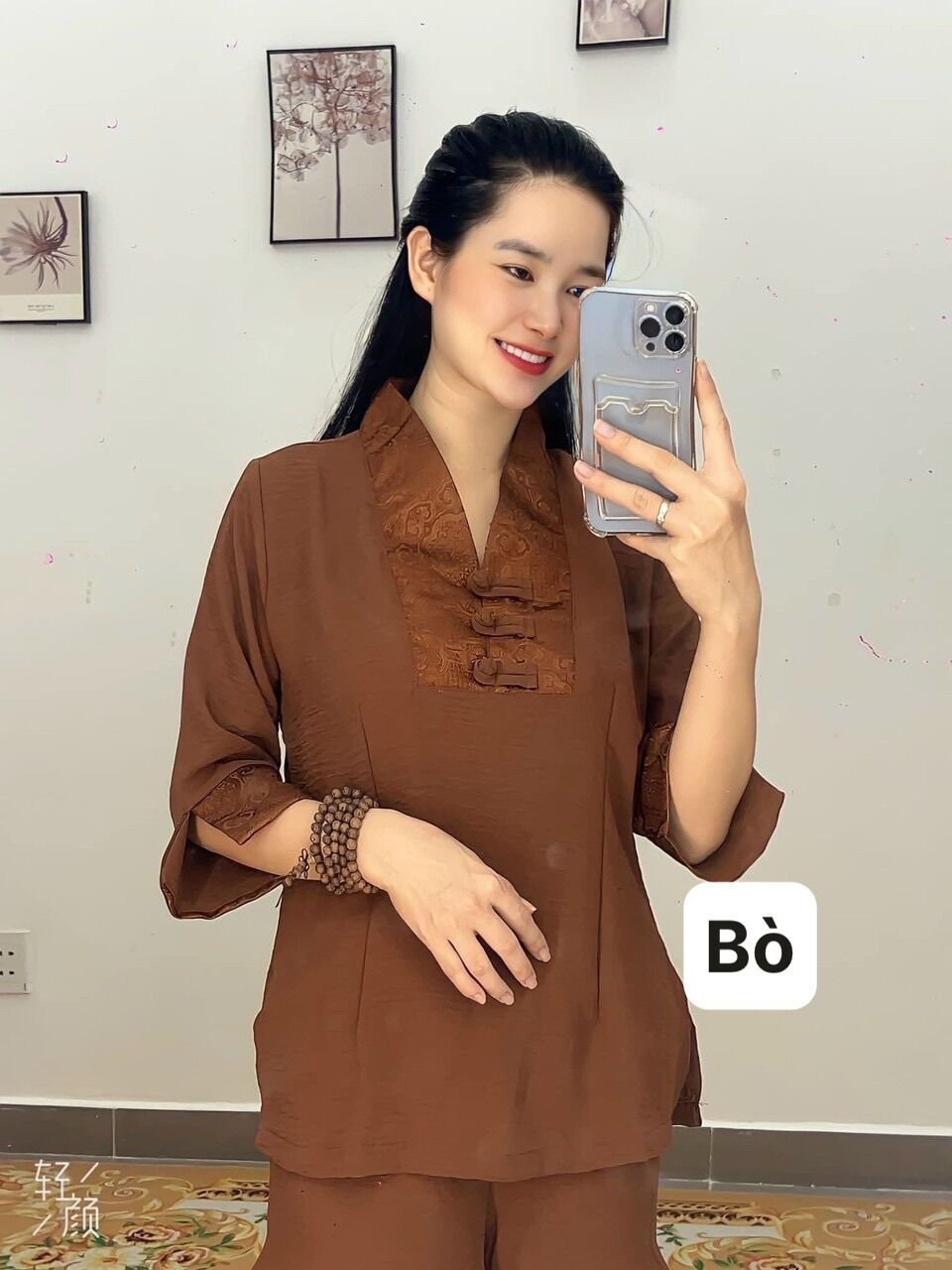 Đồ Lam Đi Chùa _ Mẫu Chữ Y 3 nút ( Chất Vãi Đũi )