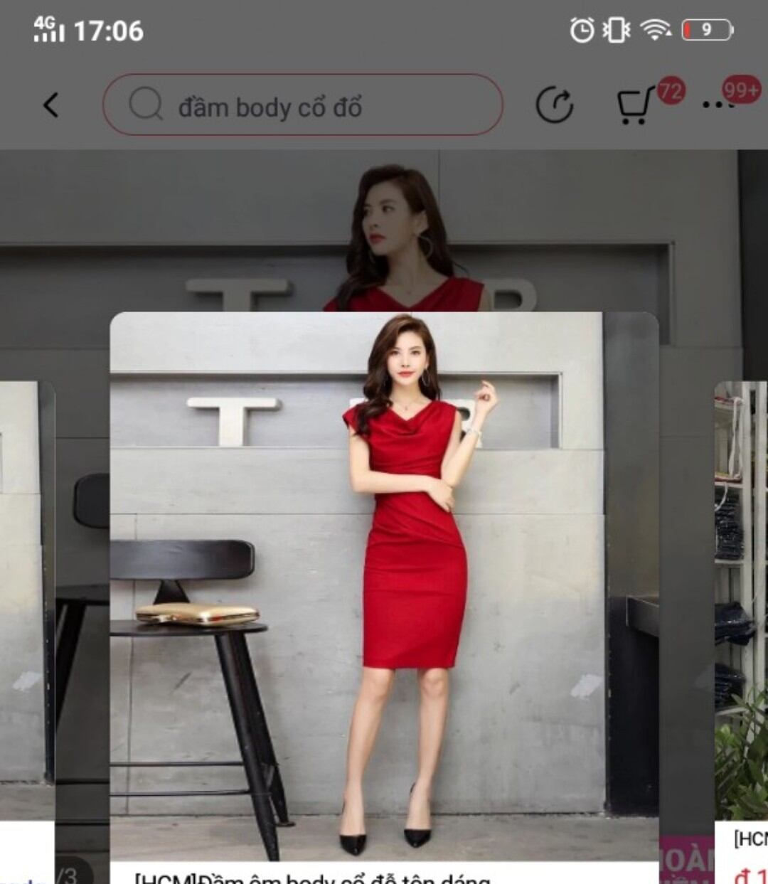 [HCM]Đầm ôm body cổ đỗ tôn dáng