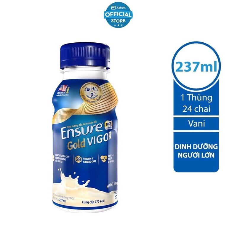Thùng 24 chai sữa Ensure Gold Vigor  - chai 237ml dateMới