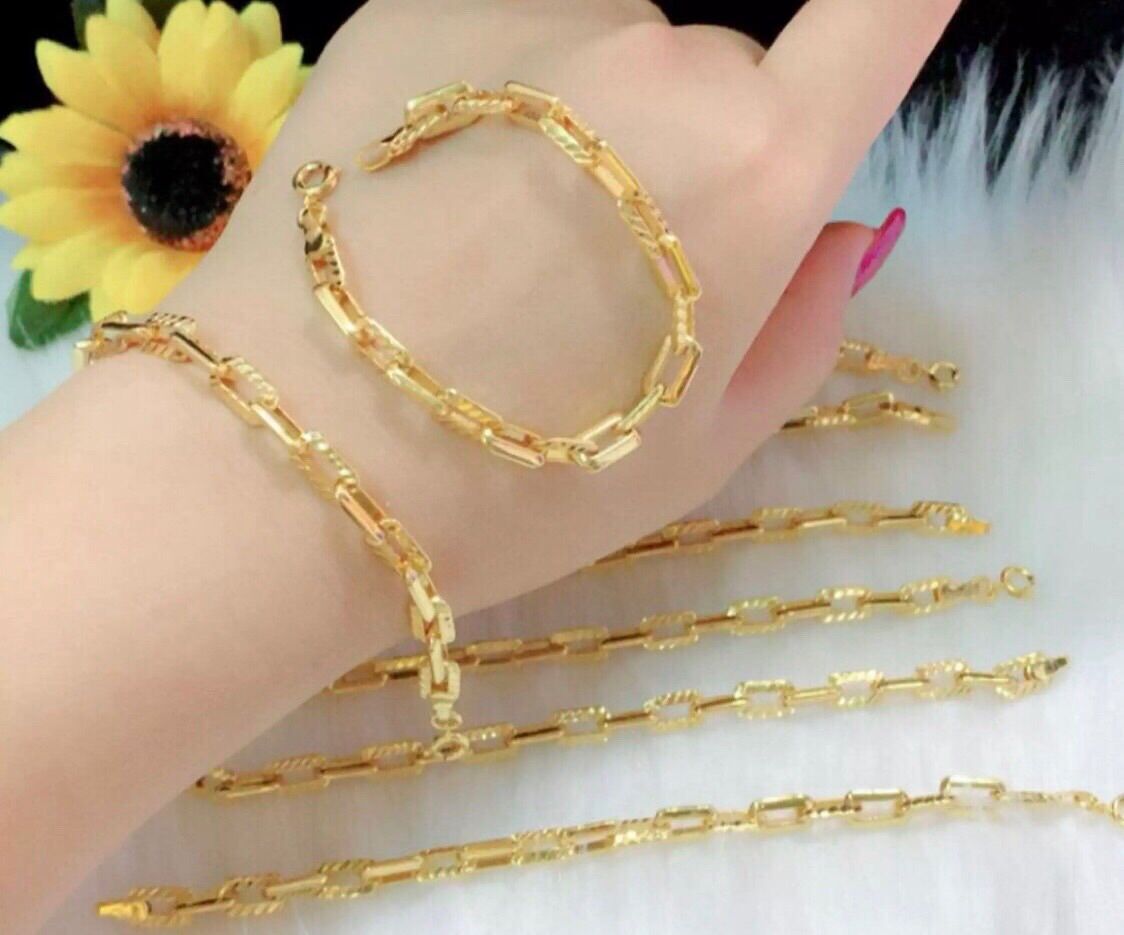 Lắc tay mắt xích nam lẫn nữ mạ vàng 18k cao cấp mẫu mới về