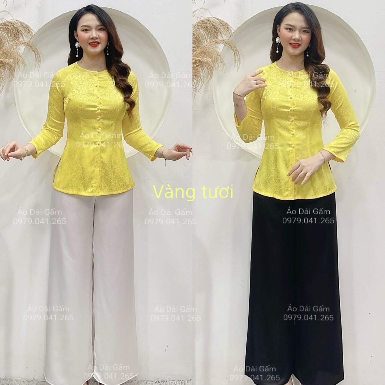 Bộ bà ba gấm lụa cổ tim 56-70kg