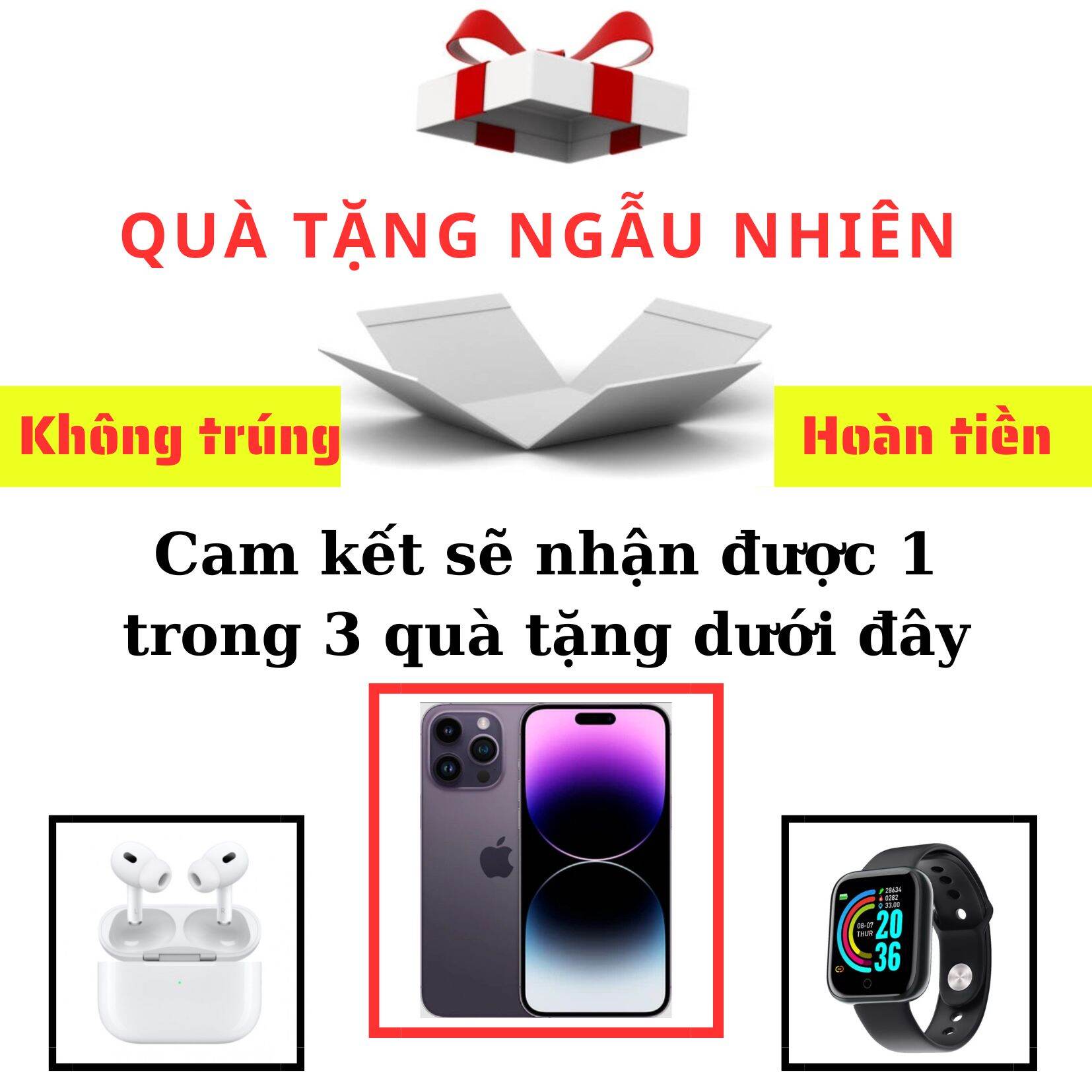 Quà tặng 1k ngẫu nhiên iphone 14 promax 512gb, tai nghe không dây