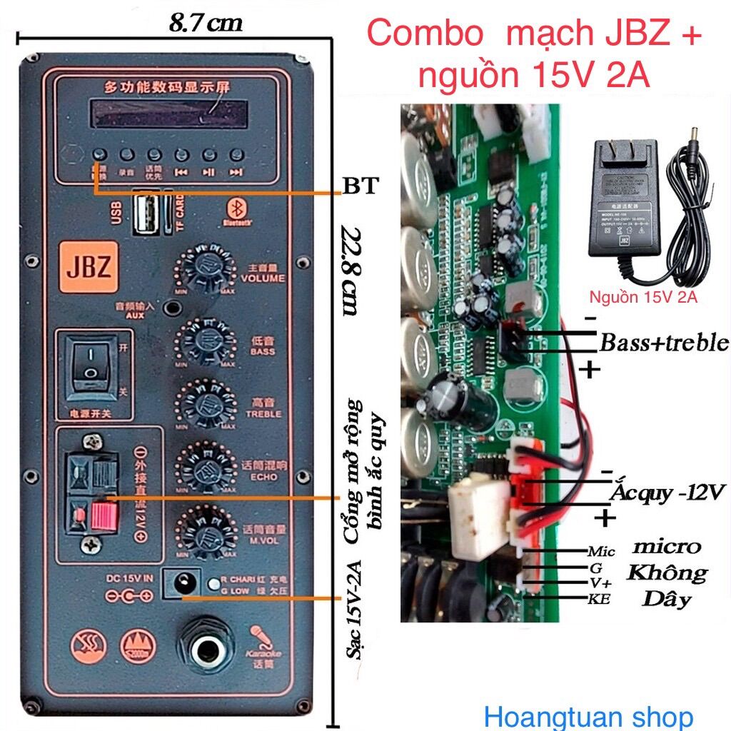 Combo mạch jbz và nguồn 15V2A