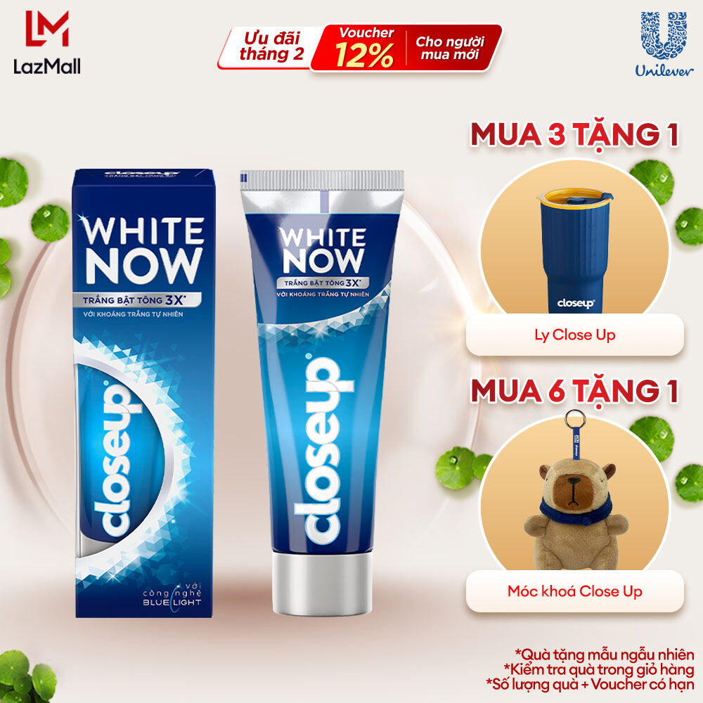 Kem đánh răng CLOSEUP White Now - Trắng Bật Tông 3X tức thì từ Công nghệ Ánh Sáng Xanh 100g