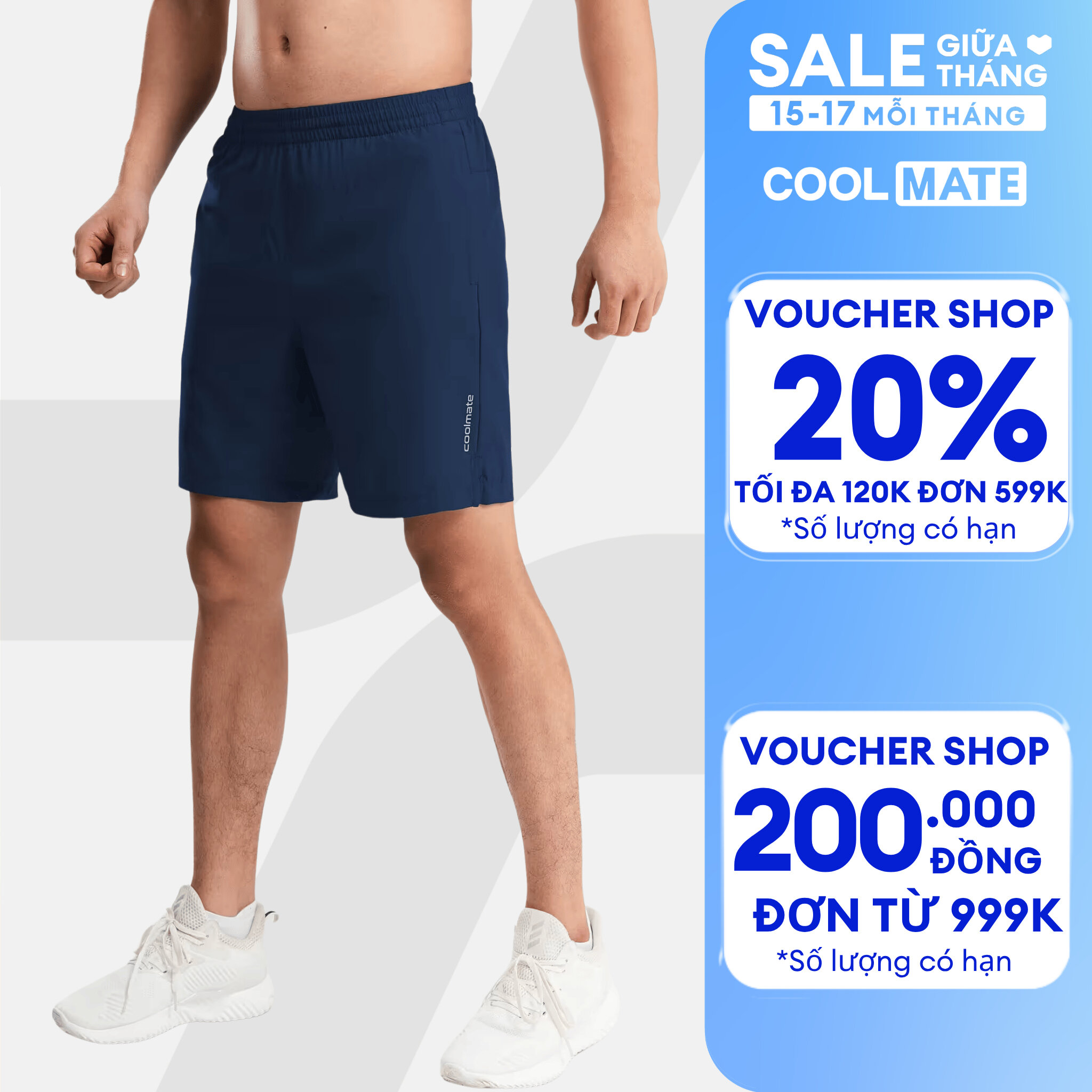Quần thể thao nam 7inch Ultra Short có túi khóa kéo Coolmate