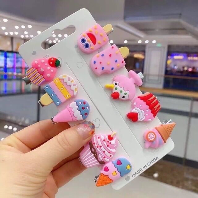 Set 10 kẹp tóc hoạt hình đáng yêu cho bé
