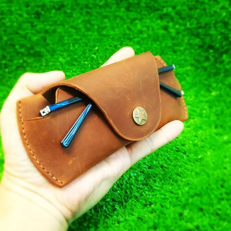 BAO DA ĐỰNG MẮT KÍNH DA BÒ THẬT CÁ TÍNH (NÚT BÓP, NAM CHÂM) ĐỒ DA HANDMADE
