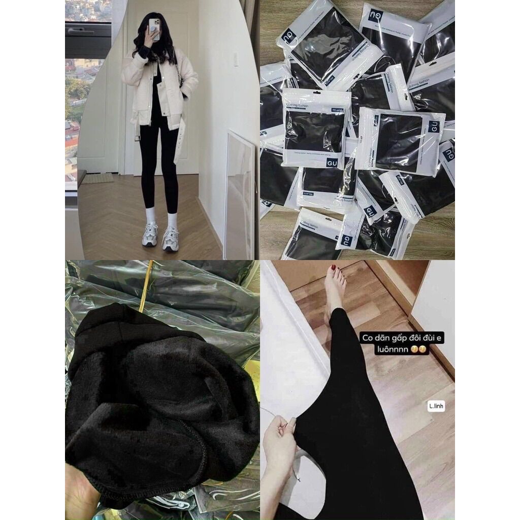 Quần legging nữ lót lông dày dặn siêu ấm, Quần legging nâng mông hách dáng lót lông.