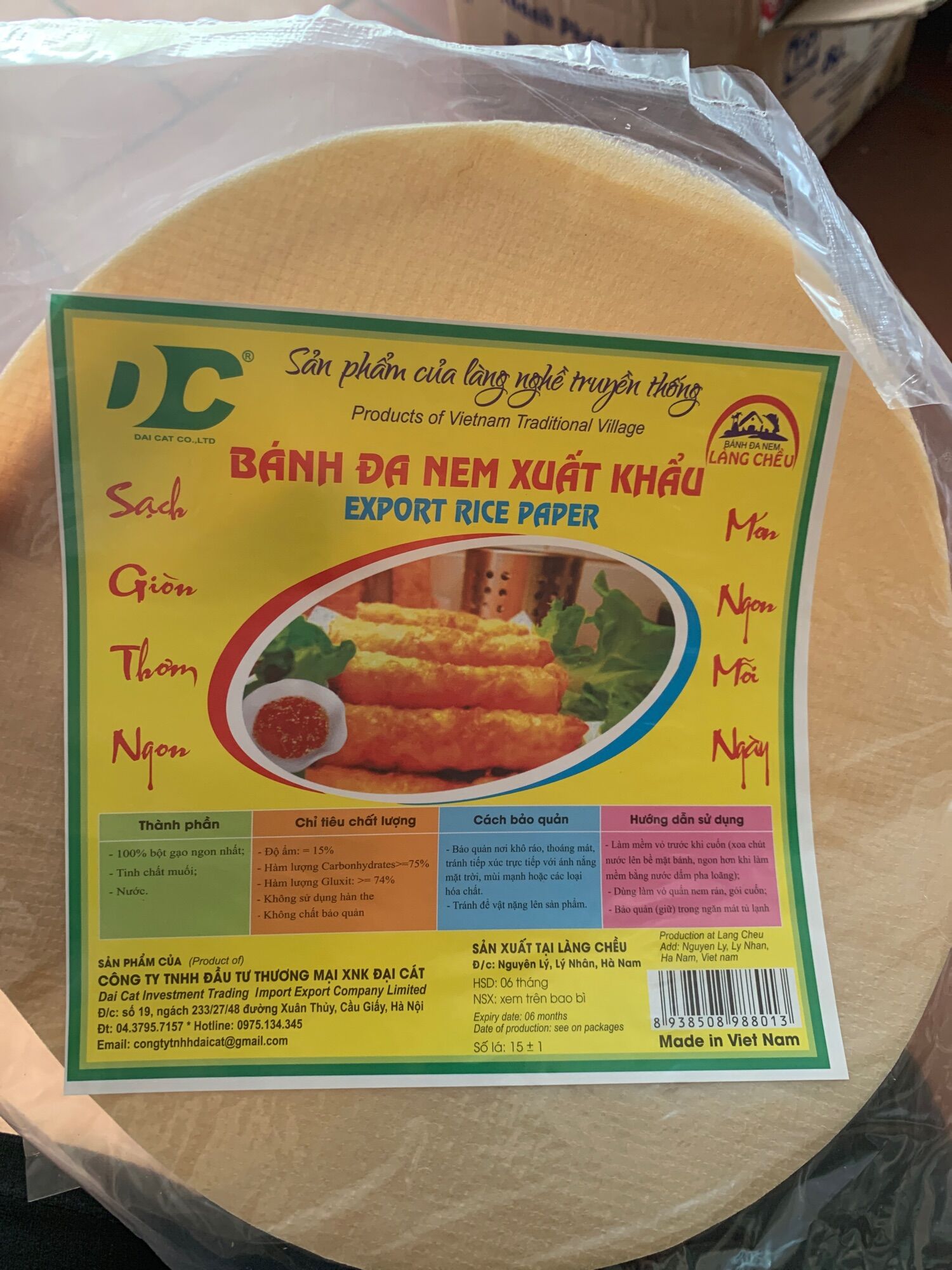 Bánh đa nem xuất khẩu sạch giòn thơm ngon