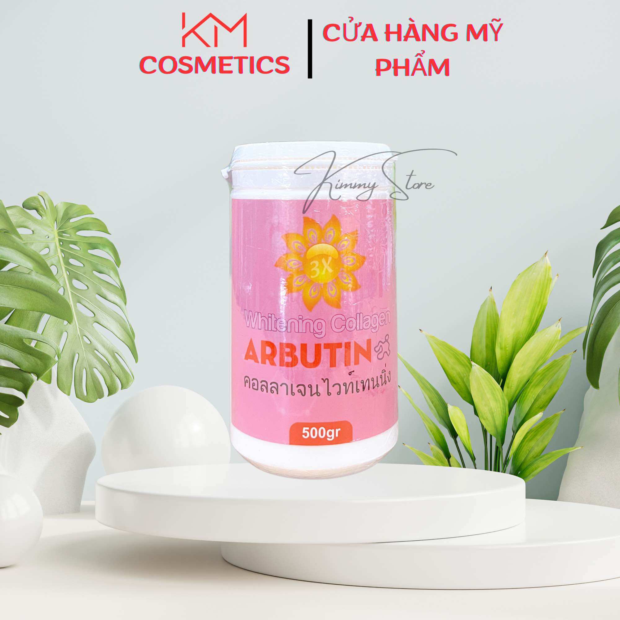 Kem kích trắng Abutine 3C3 hồng - vàng hủ 500g