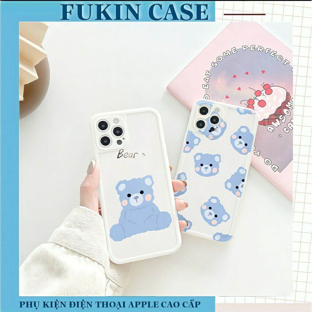 Ốp lưng iphone Teddy xanh bóng cạnh vuông 6/6plus/6s/6splus/7/7plus/8/8plus/x/xs/11/12/pro/max/plus/promax