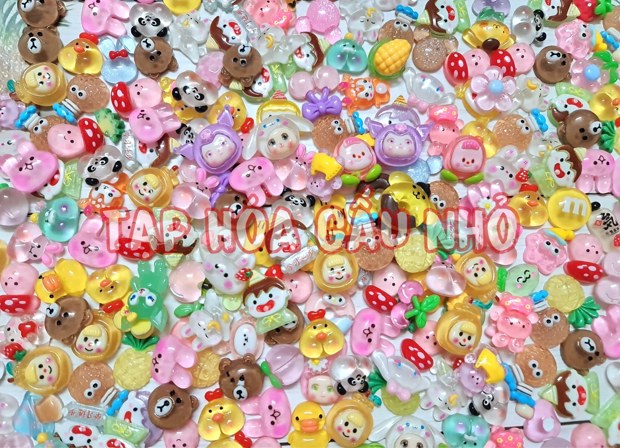 TẶNG KEO Set 100 Charm/center loại trong dùng làm phụ kiện tóc,slime, dán ốp lưng, bình nước♥