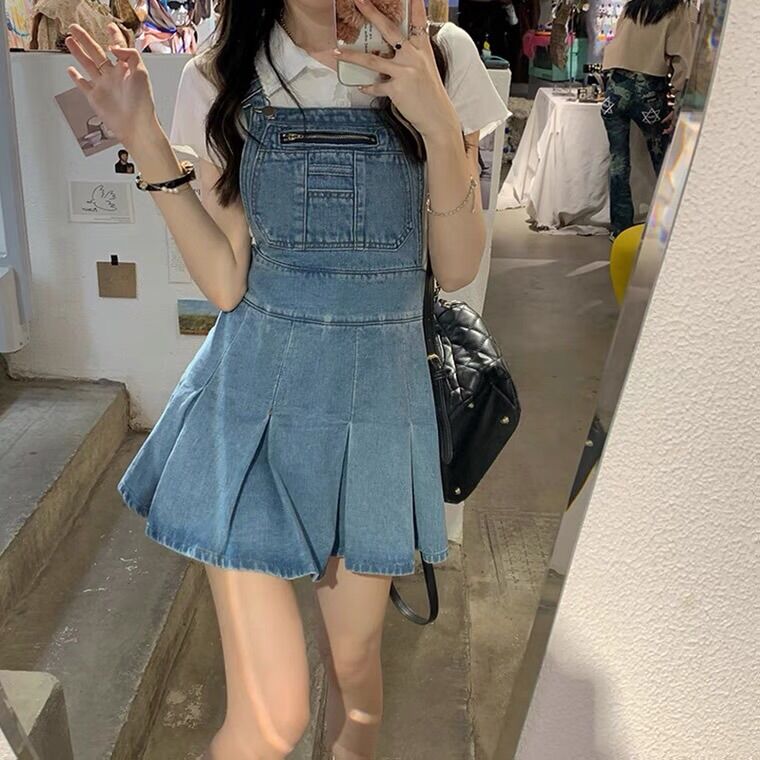 [ORDER] Váy yếm jeans xếp ly form xoè