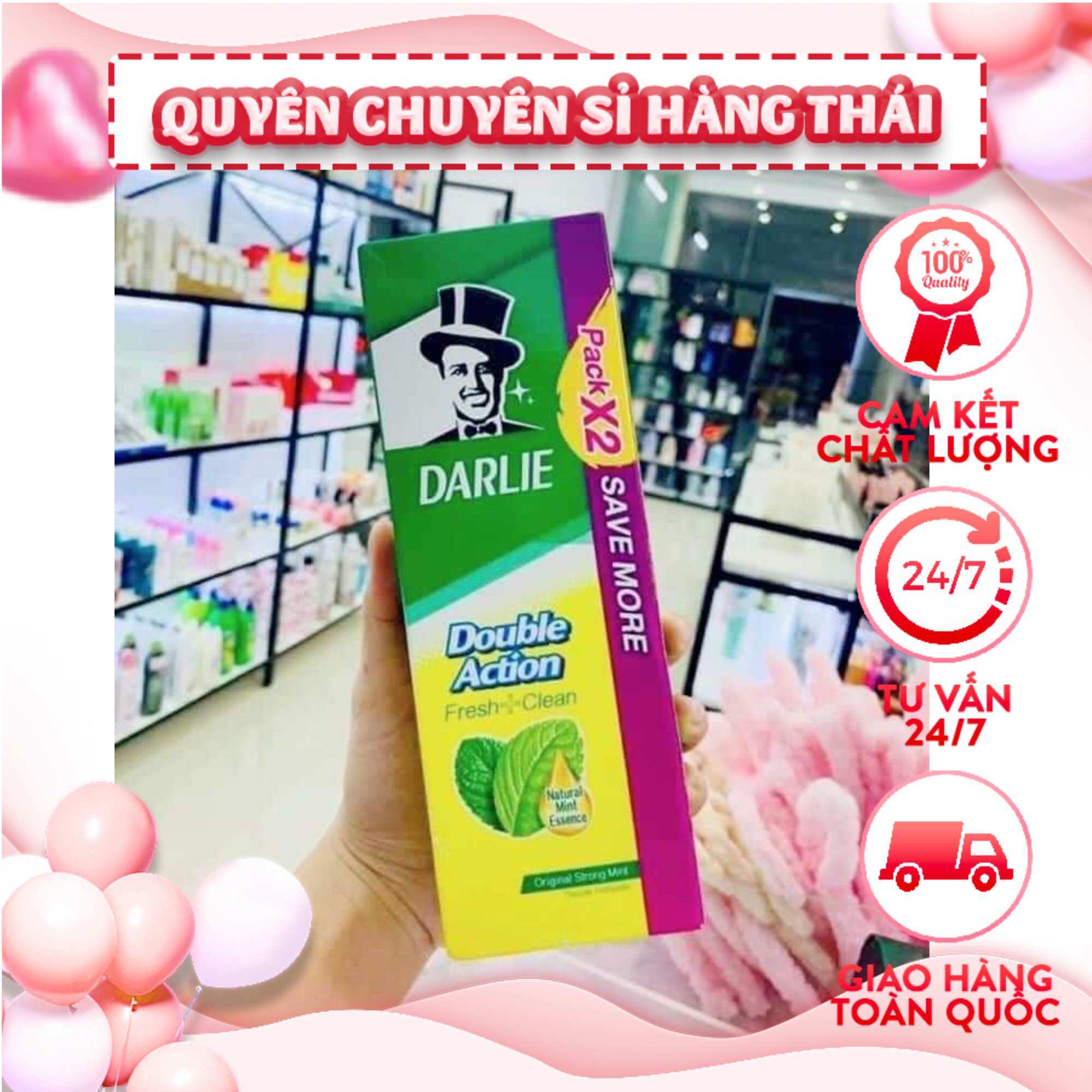 Set 2 chai kem đánh răng ông già Darlie thái lan