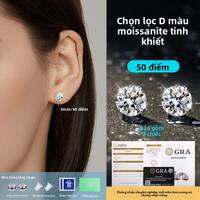 DAISY DREAM | Bông Tai Moissanite Màu D Bạc 999