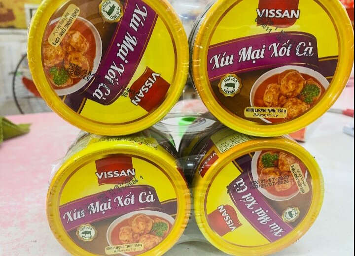 Combo 4 hộp xíu mại xốt cà lon in vissan hộp 150g date 2027