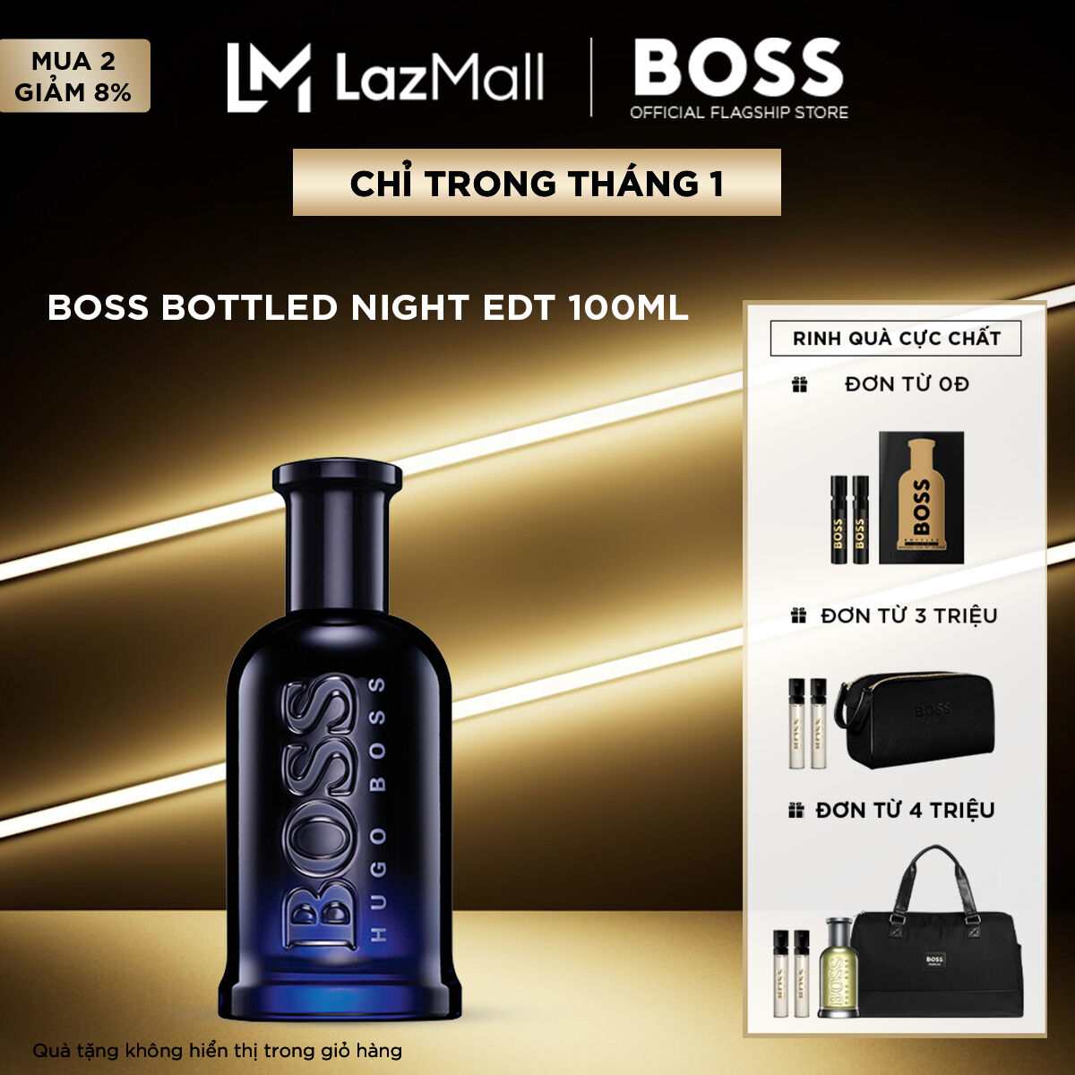[VALENTINE SALE | MUA 2 GIẢM 8% + VOUCHER ĐẾN 20% + QUÀ ĐẾN 3 TRIỆU] Nước hoa Nam BOSS Bottled Night EDT 100ml